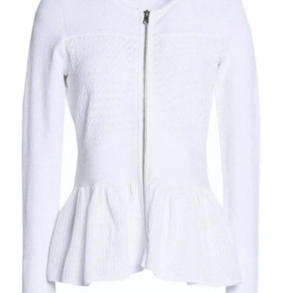 SANDRO stanislav Cardigan white sweater Women long sleeves size Medium Top Zipup - Picture 4 of 9